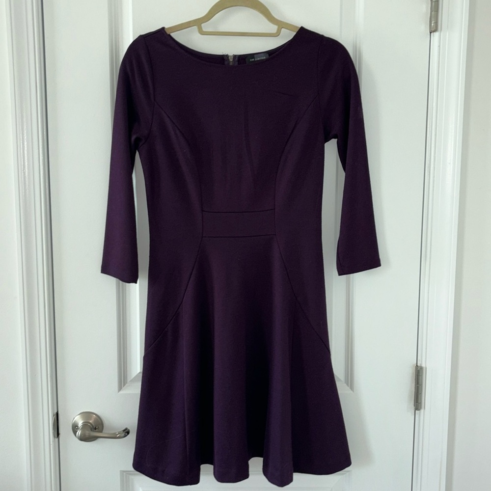 Purple 3/4 Sleeve Mini Dress